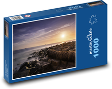 Západ slunce - moře, pláž Puzzle 1000 dílků - 60 x 46 cm
