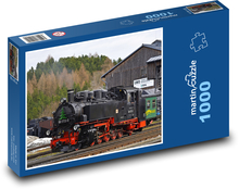 Parný rušeň - historický vlak, železnica Puzzle 1000 dielikov - 60 x 46 cm 