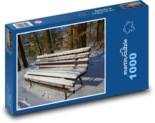 Bench - snow, winter Puzzle 1000 pieces - 60 x 46 cm 