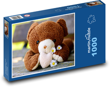 Medvídek - plyšová  hračka, srdce Puzzle 1000 dílků - 60 x 46 cm