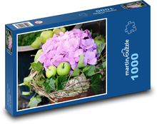 Pink flowers - hydrangeas, apples Puzzle 1000 pieces - 60 x 46 cm