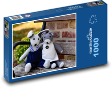 Miś - króliczek, szydełko Puzzle 1000 elementów - 60x46 cm