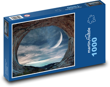 Jaskinia - księżyc, noc Puzzle 1000 elementów - 60x46 cm