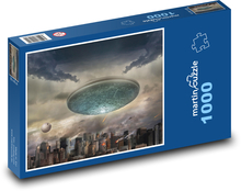 Mimozemská loď - sci-fi, město Puzzle 1000 dílků - 60 x 46 cm