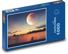 Sunset at the lake - moon, evening Puzzle 1000 pieces - 60 x 46 cm 