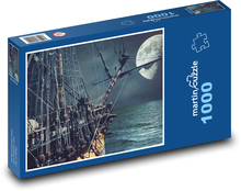 Mesiac nad morom - loď, oceán Puzzle 1000 dielikov - 60 x 46 cm 