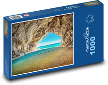 Jeskyně v moři - pláž, skály Puzzle 1000 dílků - 60 x 46 cm