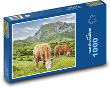 Krowy pasące się - bydło, łąka Puzzle 1000 elementów - 60x46 cm