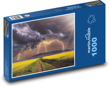 Bouřka nad polem - mraky, cesta Puzzle 1000 dílků - 60 x 46 cm