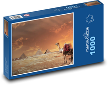 Wielbłąd na pustyni - sawanna, piramidy Puzzle 1000 elementów - 60x46 cm