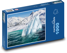 Zasněžené hory - ledovce v moři, sníh Puzzle 1000 dílků - 60 x 46 cm
