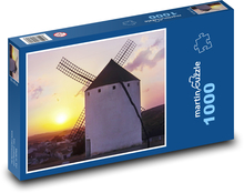 Młyn - zachód słońca, przyroda Puzzle 1000 elementów - 60x46 cm