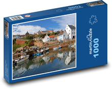 Skotsko - přístav, pobřeží, město Puzzle 1000 dílků - 60 x 46 cm