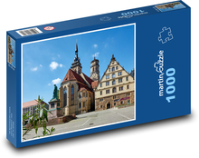 Stuttgart - Schillerplatz - Kostol Puzzle 1000 dielikov - 60 x 46 cm 