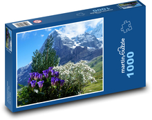 Květiny - hory, Alpy Puzzle 1000 dílků - 60 x 46 cm