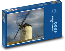 Větrný mlýn - krajina, mraky Puzzle 1000 dílků - 60 x 46 cm