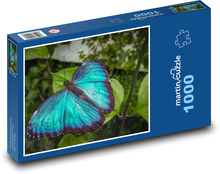 Błękitny motyl - owad, roślina Puzzle 1000 elementów - 60x46 cm