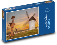 Mlýn - soumrak, západ slunce Puzzle 1000 dílků - 60 x 46 cm