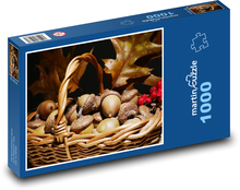 Žalude - zber, jeseň Puzzle 1000 dielikov - 60 x 46 cm