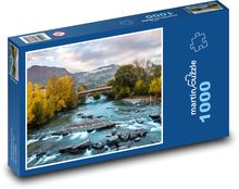 Řeka, podzim, most Puzzle 1000 dílků - 60 x 46 cm