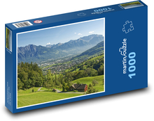 Švýcarsko - Alpy, město, příroda Puzzle 1000 dílků - 60 x 46 cm