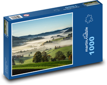 Mühlviertel - Austria, mgła na wsi Puzzle 1000 elementów - 60x46 cm