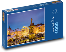 Christmas market - České Budějovice, evening lighting Puzzle 1000 pieces - 60 x 46 cm 