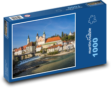 Steyr - Rakousko, řeka Puzzle 1000 dílků - 60 x 46 cm