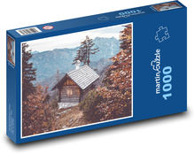 Horská chata - podzim, alpy Puzzle 1000 dílků - 60 x 46 cm