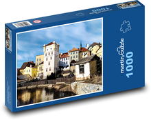 Jindřichův Hradec - Südböhmen, Häuser Puzzle 1000 Teile - 60 x 46 cm