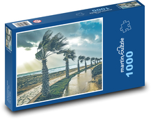 Palmy ve větru - pobřeží, moře Puzzle 1000 dílků - 60 x 46 cm