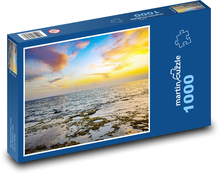 Západ slunce - mraky, pláž Puzzle 1000 dílků - 60 x 46 cm