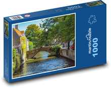 Belgia - kanał, most Puzzle 1000 elementów - 60x46 cm
