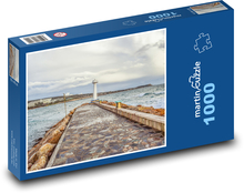 Mólo pri pobreží - maják, more Puzzle 1000 dielikov - 60 x 46 cm 