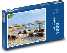 Umbrellas on the beach - resort, sea Puzzle 1000 pieces - 60 x 46 cm 