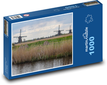 Mlýn - Nizozemsko, řeka Puzzle 1000 dílků - 60 x 46 cm