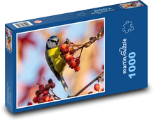 Sýkorka modrinka - malý vtáčik, kŕmenie Puzzle 1000 dielikov - 60 x 46 cm 