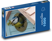 Sýkorka modrinka - búdka, vták Puzzle 1000 dielikov - 60 x 46 cm 