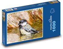 Sýkorka - kúpanie, malý vtáčik Puzzle 1000 dielikov - 60 x 46 cm 