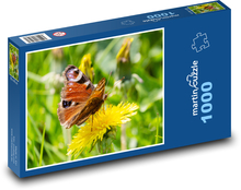 Motyl - mniszek lekarski, kwiat Puzzle 1000 elementów - 60x46 cm