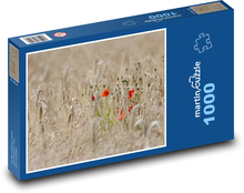 Roter Mohn - Gerstenfeld, Natur Puzzle 1000 Teile - 60 x 46 cm