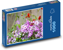 Fialová sedmokráska - kvetina, záhrada Puzzle 1000 dielikov - 60 x 46 cm 