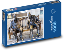Churchill a Roosevelt - sochy, lavička  Puzzle 1000 dílků - 60 x 46 cm