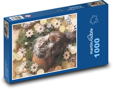 Mačka - maznáčik, vianoce Puzzle 1000 dielikov - 60 x 46 cm 