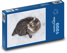 Cat in the snow - pet, winter Puzzle 1000 pieces - 60 x 46 cm 