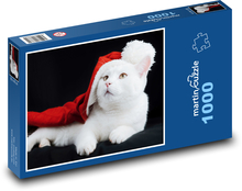 Roztomilá kočka - vánoční čepice, mazlíček Puzzle 1000 dílků - 60 x 46 cm