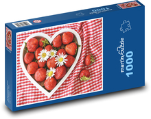 Srdce - jahody, dekorace Puzzle 1000 dílků - 60 x 46 cm