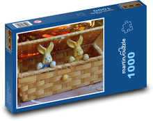 Hasen - Dekoration, Korb Puzzle 1000 Teile - 60 x 46 cm
