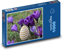Purple crocuses - egg, spring Puzzle 1000 pieces - 60 x 46 cm