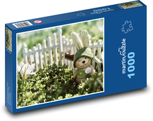 Velikonoční zajíček - krokusy, jaro Puzzle 1000 dílků - 60 x 46 cm